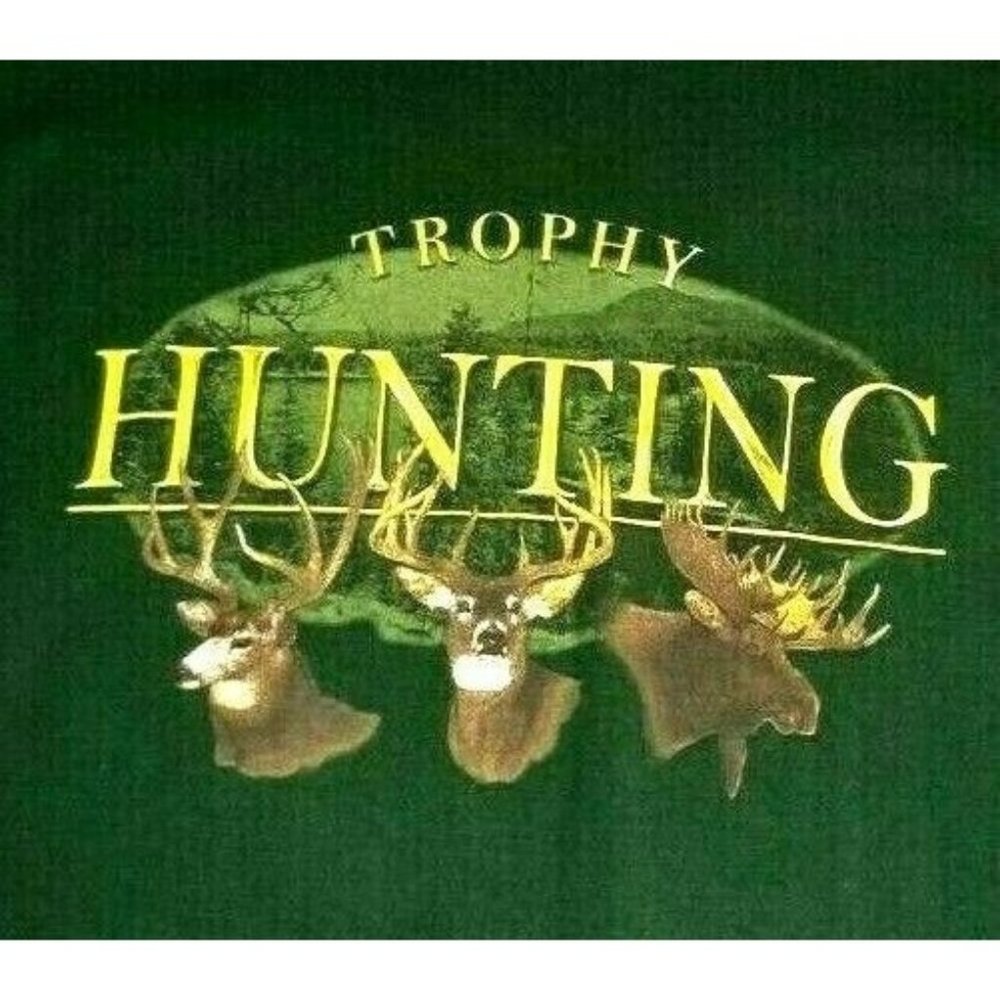Trophy Hunting Deer & Moose T-shirt Lifestyle Classics Dark Green Size XL (T8F)